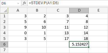 STDEV.P Function