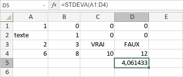 Fonction STDEVA