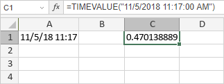 Funzione TIMEVALUE