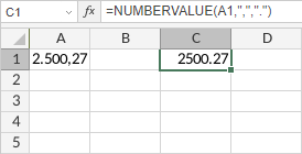 Функция NUMBERVALUE