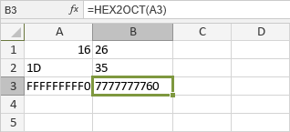 HEX2OCT Function