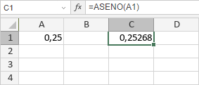 Función ASENO