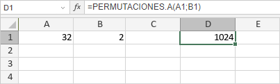 Función PERMUTACIONES.A