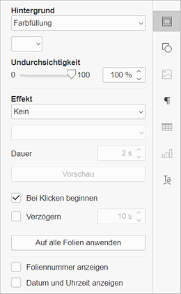 Registerkarte Folieneinstellungen