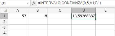 Función INTERVALO.CONFIANZA