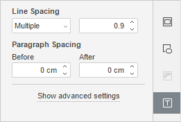 Text Settings tab