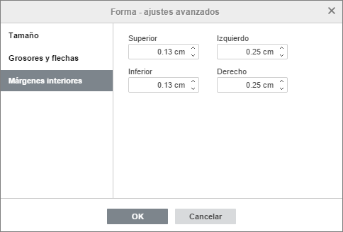 Propiedades de forma - pestaña márgenes