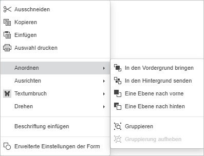 Einstellungen für das Inhaltssteuerelement