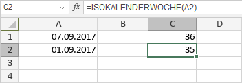 ISOKALENDERWOCHE-Funktion
