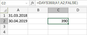 Функция DAYS360