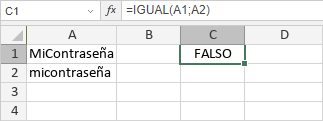 Función IGUAL FALSO
