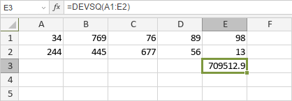 Функция DEVSQ