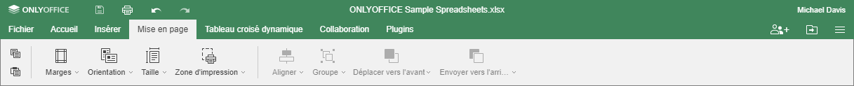 Onglet Mise en page