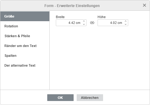 Form - Erweiterte Einstellungen