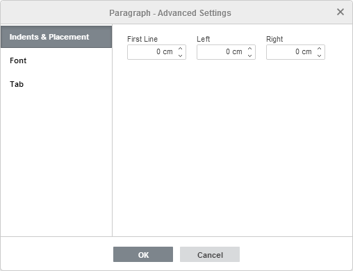 Paragraph Properties - Indents & Placement tab