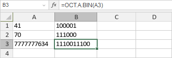 Función OCT.A.BIN
