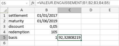 Fonction VALEUR.ENCAISSEMENT