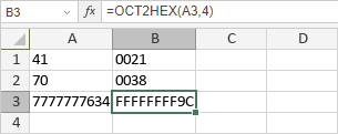 OCT2HEX Function