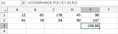 Функция COVARIANCE.P