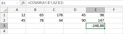 Fonction COVARIANCE