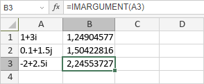 Fonction COMPLEXE.ARGUMENT