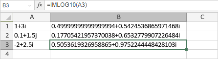 Fonction COMPLEXE.LOG10