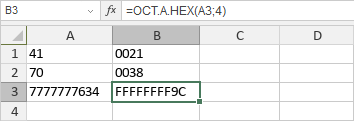 Función OCT.A.HEX