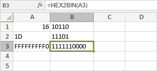 HEX2BIN Function