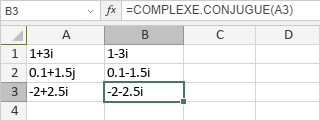 Fonction COMPLEXE.CONJUGUE