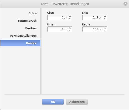 Form - Erweiterte Einstellungen