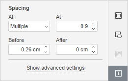 Text Settings tab