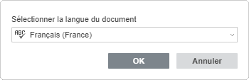 Fenêtre Définir la langue du document