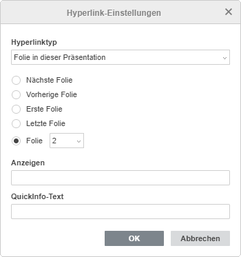 Fenster Einstellungen Hyperlink