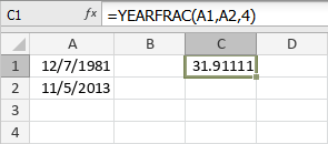 Fonction YEARFRAC