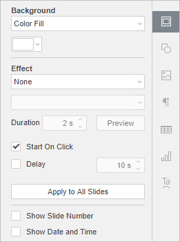 Slide settings tab