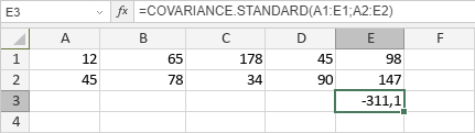 Fonction COVARIANCE.STANDARD