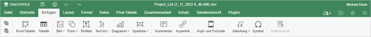Registerkarte Einfügen
