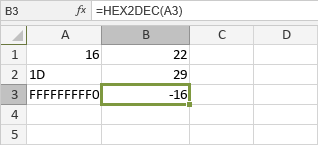 HEX2DEC Function