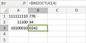 BIN2OCT Function