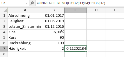 UNREGLE.REND-Funktion