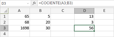 Función COCIENTE