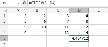 Función DESVEST