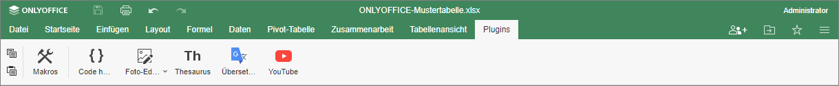 Registerkarte Plugins