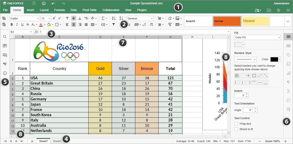 Online Spreadsheet Editor window