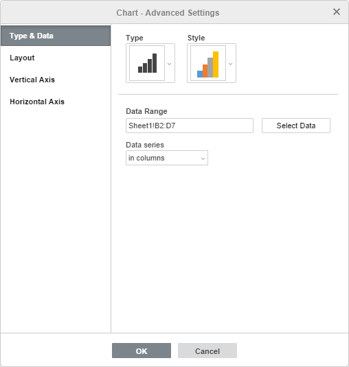 Chart Settings window