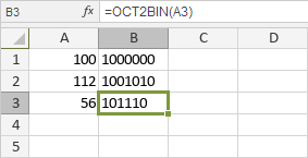 OCT2BIN Function