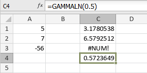 Funzione GAMMALN