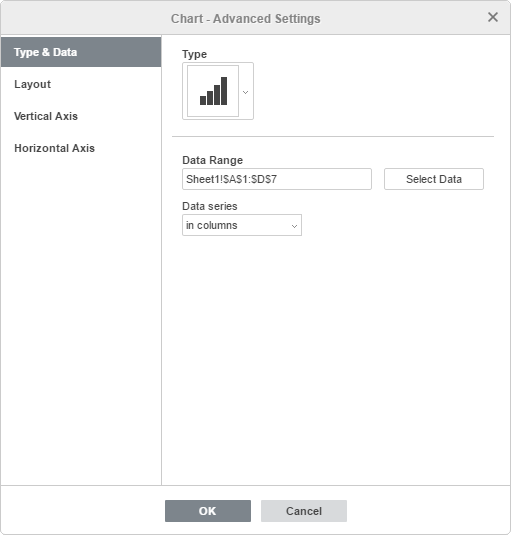 Chart Settings window