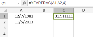 YEARFRAC Function