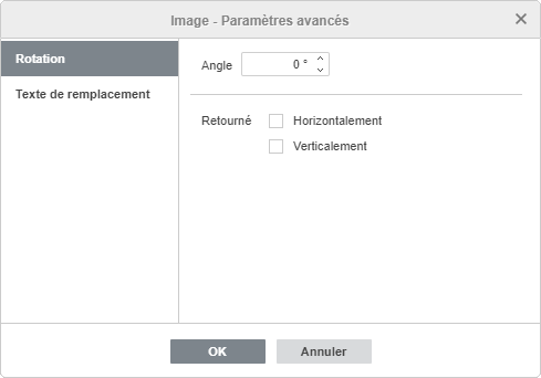 Image - Paramètres avancés : Rotation